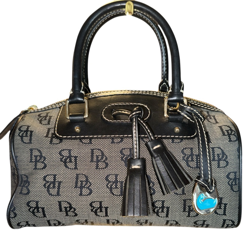 Vintage Dooney & Bourke Satchel  Black & Grey Logo NO STRAP Excellent Condition